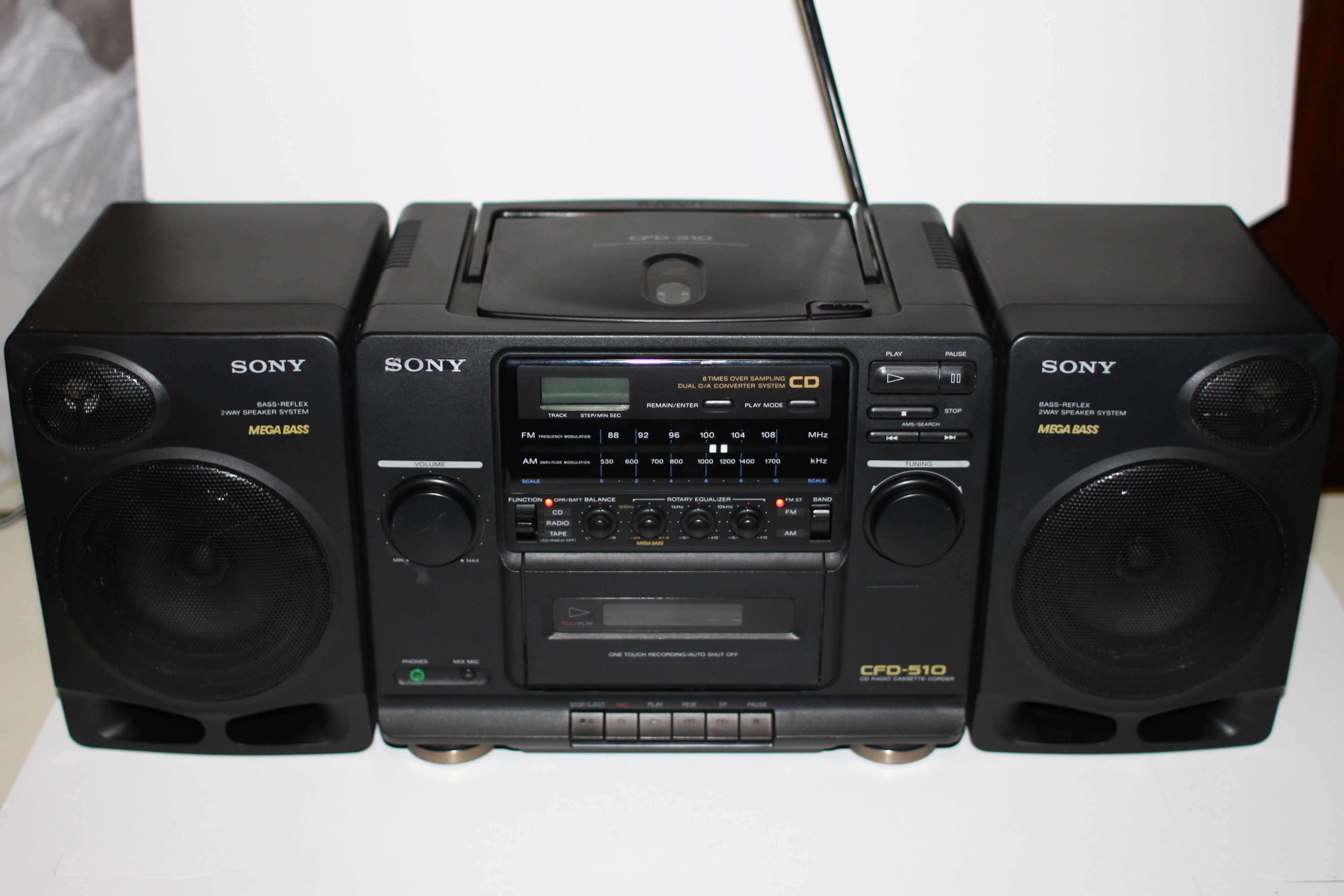 Sony Boombox CFD CD Cassette AM FM Radio Mega Bass With Detachable Speakers EBay